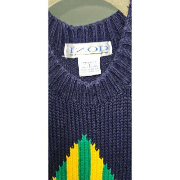 Vintage Ugly Christmas Sweater Izod Size L100% Cotton Unisex Knit Pullover 90s C - Picture 5 of 14